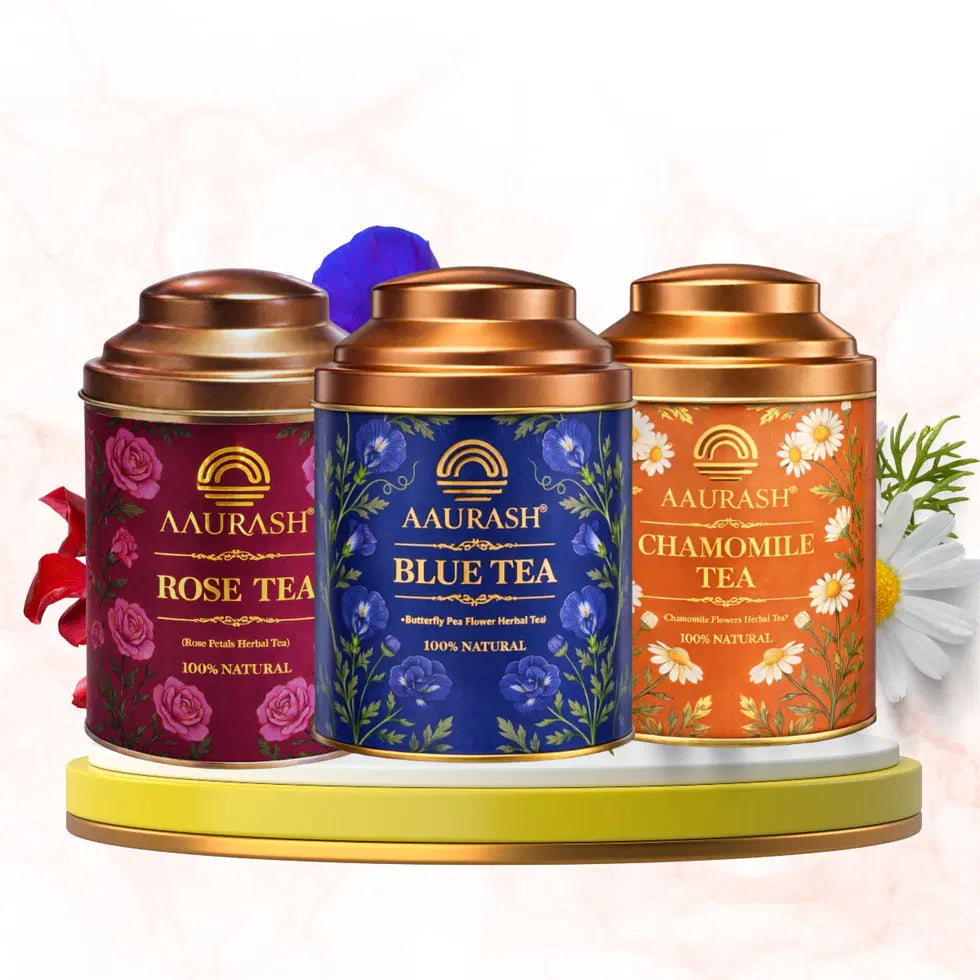 Aaurash Chamomile Tea, Blue Tea & Rose Tea Combo