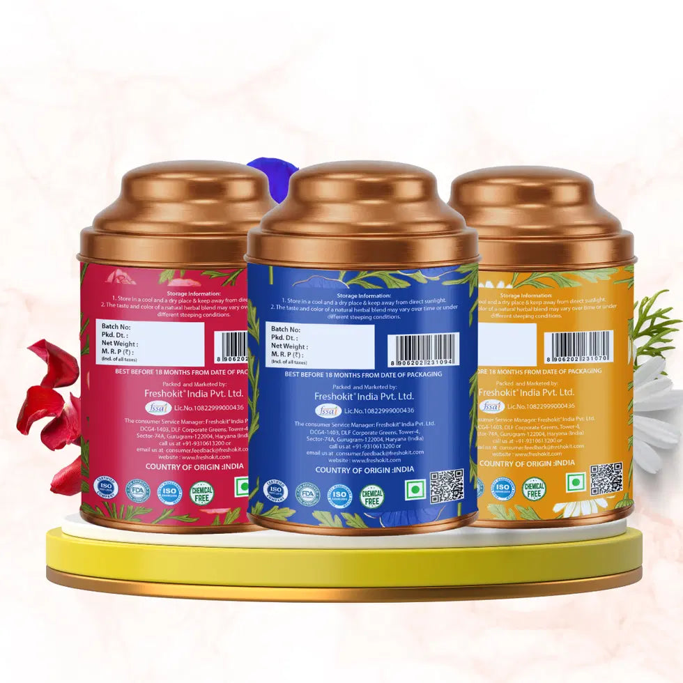 Aaurash Chamomile Tea, Blue Tea & Rose Tea Combo